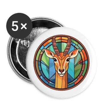 Impala Buntglas Bunte Karikatur Kawaii Anima - Buttons groß 56 mm (5er Pack) - Weiß - Vorne