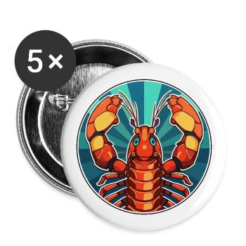 Hummer Buntes Glas Bunte Karikatur Kawaii Anim - Buttons groß 56 mm (5er Pack) - Weiß - Vorne