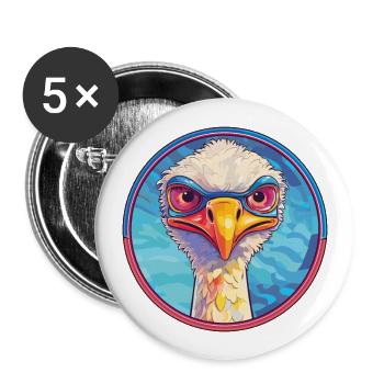 Ostrich Stained Glass Colorful Cartoon Kawaii Anim - Buttons large 2.2''/56 mm (5-pack) - white - Front