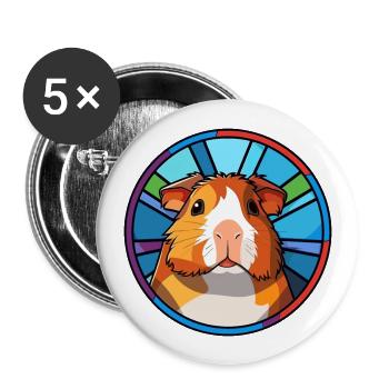 Guinea Pig Stained Glass Colorful Cartoon Kawaii A - Buttons large 2.2''/56 mm (5-pack) - white - Front