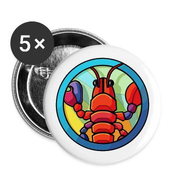 Craw vitrail coloré dessin animé Kawaii Animal - Lot de 5 grands badges (56 mm) - blanc - Devant