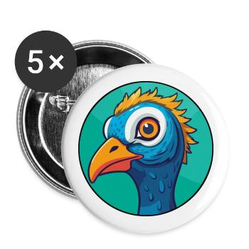 Paon vitrail coloré dessin animé Kawaii Anim - Lot de 5 grands badges (56 mm) - blanc - Devant