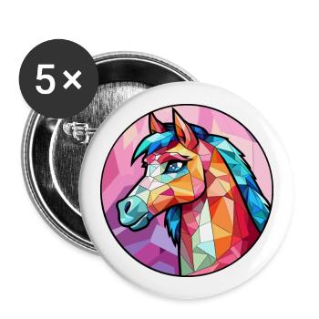 ponny buntes Buntes Cartoon-Kawaii-Tier - Buttons groß 56 mm (5er Pack) - Weiß - Vorne