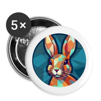 Lapin vitrail coloré dessin animé Kawaii Anima - Lot de 5 grands badges (56 mm) - blanc - Devant