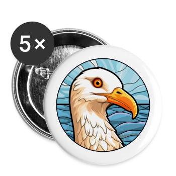 Seagull Stained Glass Colorful Cartoon Kawaii Anim - Buttons large 2.2''/56 mm (5-pack) - white - Front