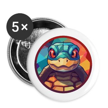 Schildkröte Bunte Karikatur Kawaii Anima - Buttons groß 56 mm (5er Pack) - Weiß - Vorne