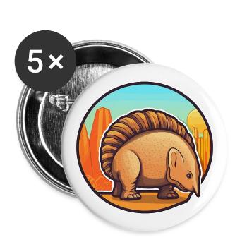 Armadillo Cute Happy Kawaii Cartoon Clipart Animal - Buttons large 2.2''/56 mm (5-pack) - white - Front