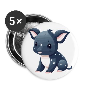 Tapir Cute Happy Kawaii Cartoon Clipart Animal - Buttons large 2.2''/56 mm (5-pack) - white - Front
