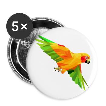 Papagei Niedlich Glücklich Kawaii Cartoon Clipart Tier - Buttons groß 56 mm (5er Pack) - Weiß - Vorne