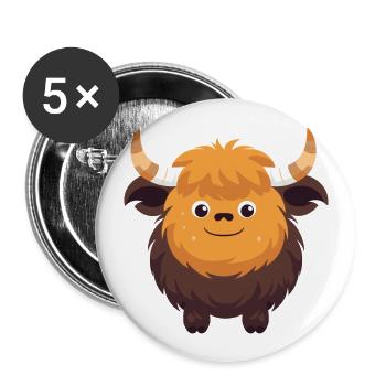 Yak Cute Happy Kawaii Cartoon Clipart Animal - Buttons large 2.2''/56 mm (5-pack) - white - Front
