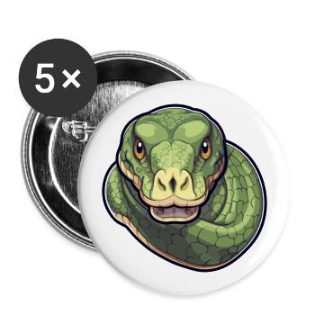 Anakonda Niedlich Glücklich Kawaii Cartoon Clipart Tier - Buttons groß 56 mm (5er Pack) - Weiß - Vorne