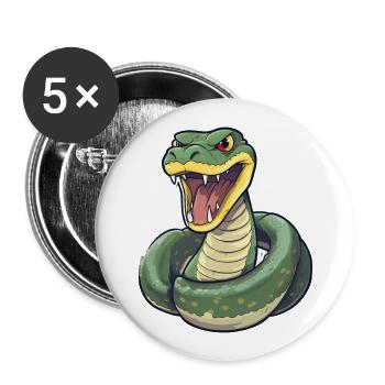 Anaconda Niedliche Glückliche Kawaii Cartoon Clipart Tier - Buttons groß 56 mm (5er Pack) - Weiß - Vorne