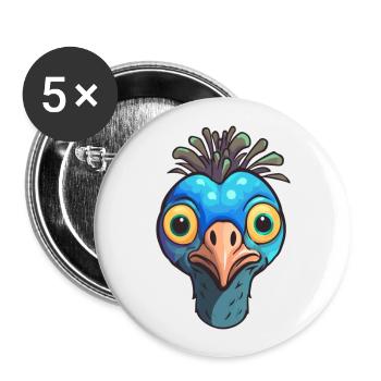 Pfau Niedlich Glücklich Kawaii Cartoon Clipart Tier - Buttons groß 56 mm (5er Pack) - Weiß - Vorne