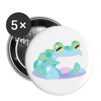 Grenouille mignon heureux kawaii dessin animé Clipart Animal - Lot de 5 grands badges (56 mm) - blanc - Devant