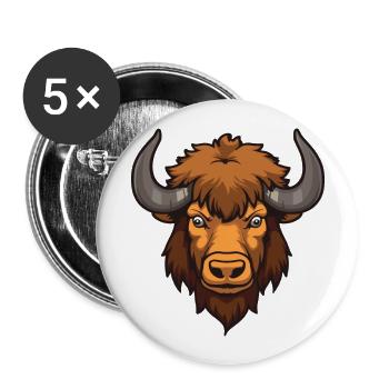 Buffalo Cute Happy Kawaii Cartoon Clipart Animal - Buttons large 2.2''/56 mm (5-pack) - white - Front