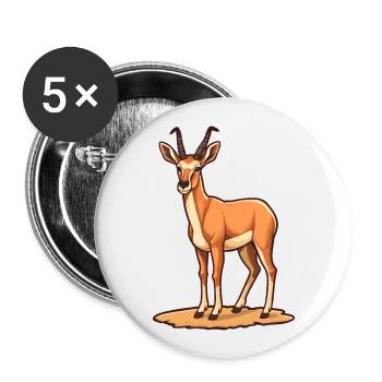 Antilope Niedlich Glücklich Kawaii Cartoon Clipart Tier - Buttons groß 56 mm (5er Pack) - Weiß - Vorne