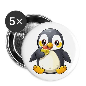 pinguin niedlich glücklich kawaii cartoon clipart tier - Buttons groß 56 mm (5er Pack) - Weiß - Vorne