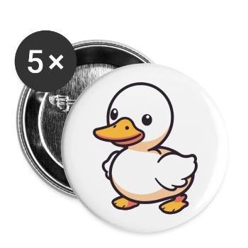 Duck Cute Happy Kawaii Cartoon Clipart Animal - Buttons large 2.2''/56 mm (5-pack) - white - Front