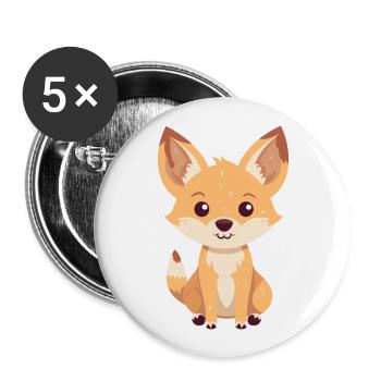 Coyote Mignon Heureux Kawaii Dessin Animé Clipart Animal - Lot de 5 grands badges (56 mm) - blanc - Devant