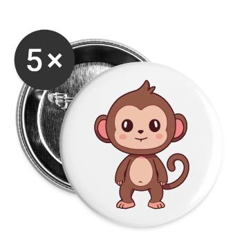 Babouin Mignon Heureux Kawaii Cartoon Clipart Animal - Lot de 5 grands badges (56 mm) - blanc - Devant