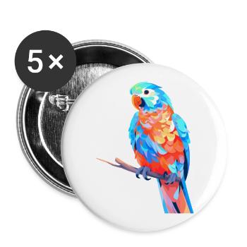 Papagei Niedlich Glücklich Kawaii Cartoon Clipart Tier - Buttons groß 56 mm (5er Pack) - Weiß - Vorne