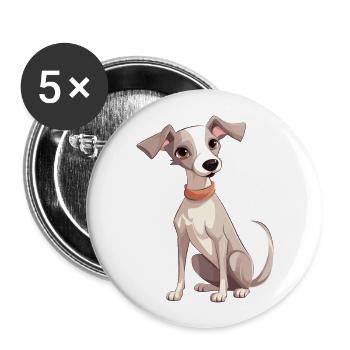 whippet hund niedlich glücklich kawaii cartoon clipart anim - Buttons groß 56 mm (5er Pack) - Weiß - Vorne