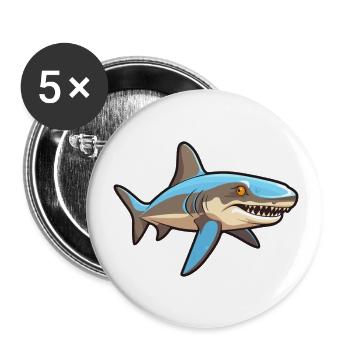 hai niedlich glücklich kawaii cartoon clipart tier - Buttons groß 56 mm (5er Pack) - Weiß - Vorne