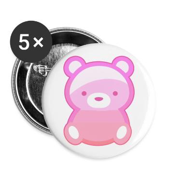 Ours Mignon Heureux Kawaii Cartoon Clipart Animal - Lot de 5 grands badges (56 mm) - blanc - Devant