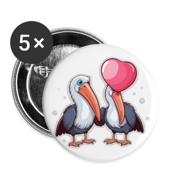 Pelicans Kawaii Cartoon Pet Playing With Balloons - Buttons large 2.2''/56 mm (5-pack) - white - Front