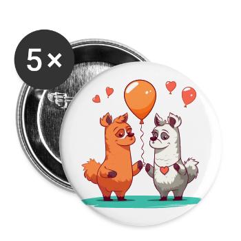 Llamas Kawaii Cartoon Pet Playing With Balloons - Buttons large 2.2''/56 mm (5-pack) - white - Front