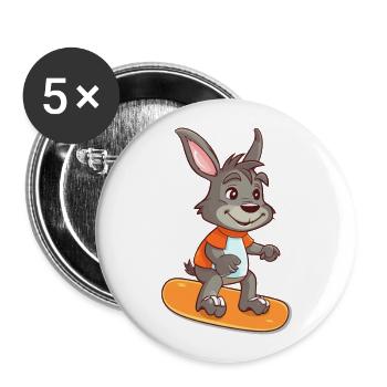 Funny Donkey Kawaii Cartoon Pet Jouant Skateboard - Lot de 5 grands badges (56 mm) - blanc - Devant