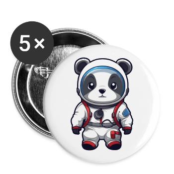 Astronaut Lustiger Panda Kawaii Cartoon Tier Haustier - Buttons groß 56 mm (5er Pack) - Weiß - Vorne