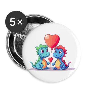 Dinosaures Kawaii Cartoon Pet Jouant Avec Des Ballons - Lot de 5 grands badges (56 mm) - blanc - Devant