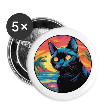 Bombay Cat Race Aquarelle Dessin animé Kawaii Pet - Lot de 5 grands badges (56 mm) - blanc - Devant