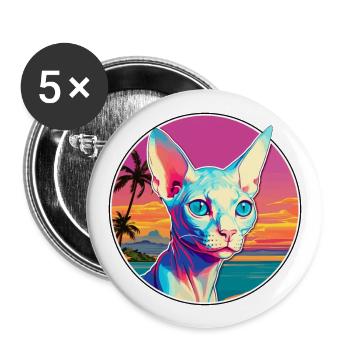 Sphynx-Katzenrasse-Aquarell-Cartoon-Kawaii-Haustier - Buttons groß 56 mm (5er Pack) - Weiß - Vorne
