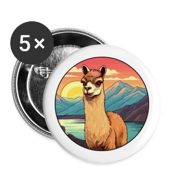 Alpaga Aquarelle Colorée Dessin Animé Kawaii Animal - Lot de 5 grands badges (56 mm) - blanc - Devant