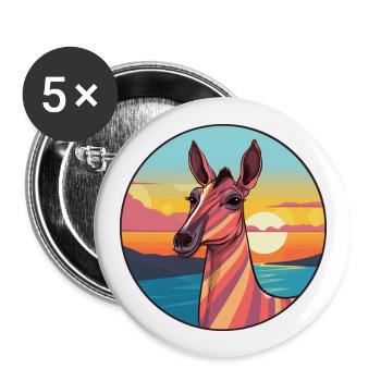 Okapi Colorful Watercolor Cartoon Kawaii Animal - Buttons large 2.2''/56 mm (5-pack) - white - Front