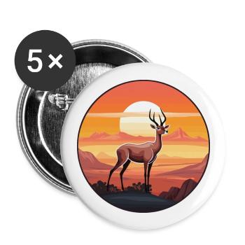 Impala Buntes Aquarell Cartoon Kawaii Tier - Buttons groß 56 mm (5er Pack) - Weiß - Vorne