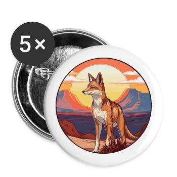 Coyote Aquarelle Colorée Dessin Animé Kawaii Animal - Lot de 5 grands badges (56 mm) - blanc - Devant