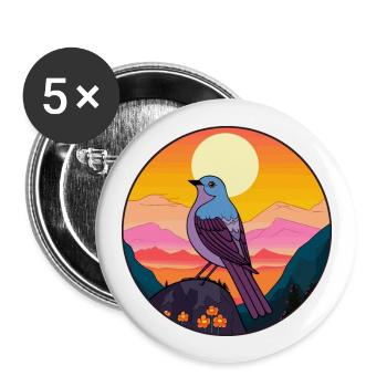 Kuckuck buntes Aquarell Cartoon Kawaii Tier - Buttons groß 56 mm (5er Pack) - Weiß - Vorne