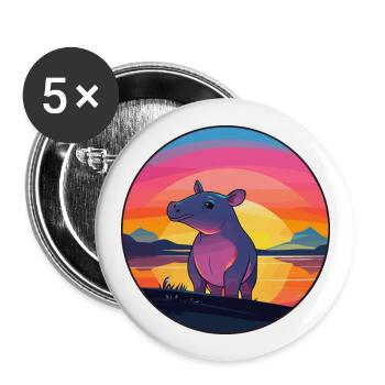 Tapir Colorful Watercolor Cartoon Kawaii Animal - Buttons large 2.2''/56 mm (5-pack) - white - Front