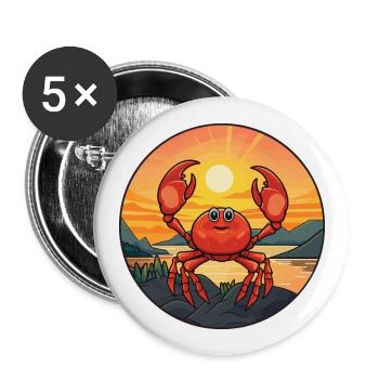 Craw Aquarelle colorée Dessin animé Kawaii Animal - Lot de 5 grands badges (56 mm) - blanc - Devant