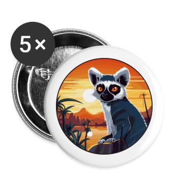 Lemur Colorful Watercolor Cartoon Kawaii Animal - Buttons large 2.2''/56 mm (5-pack) - white - Front