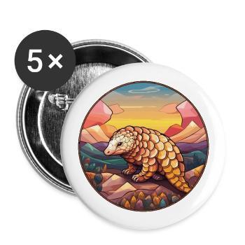 Pangolin Aquarelle Colorée Dessin Animé Kawaii Animal - Lot de 5 grands badges (56 mm) - blanc - Devant