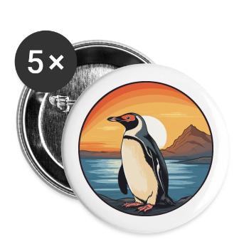 Penguin Colorful Watercolor Cartoon Kawaii Animal - Buttons large 2.2''/56 mm (5-pack) - white - Front