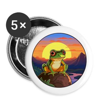Frosch buntes Aquarell Cartoon Kawaii Tier - Buttons groß 56 mm (5er Pack) - Weiß - Vorne