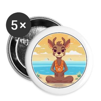 Antilope Cartoon Yoga Strand Sommer Illustration - Buttons groß 56 mm (5er Pack) - Weiß - Vorne