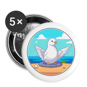 Taube Cartoon Yoga Strand Sommer Illustration - Buttons groß 56 mm (5er Pack) - Weiß - Vorne