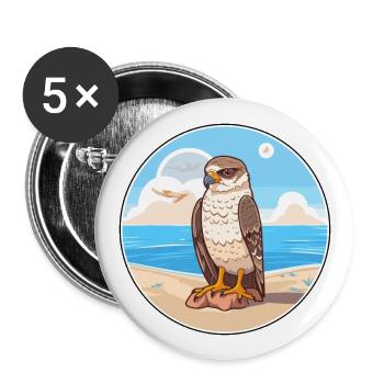 Falcon Cartoon Yoga Beach Summer Illustration - Buttons large 2.2''/56 mm (5-pack) - white - Front