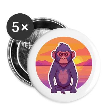 Baboon Funny Cartoon Kawaii Beach Illustration - Buttons large 2.2''/56 mm (5-pack) - white - Front